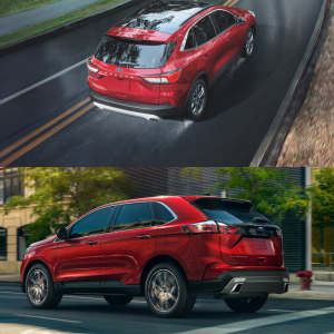 2021 Ford Escape and 2021 Ford Edge Outdoors driving on the road